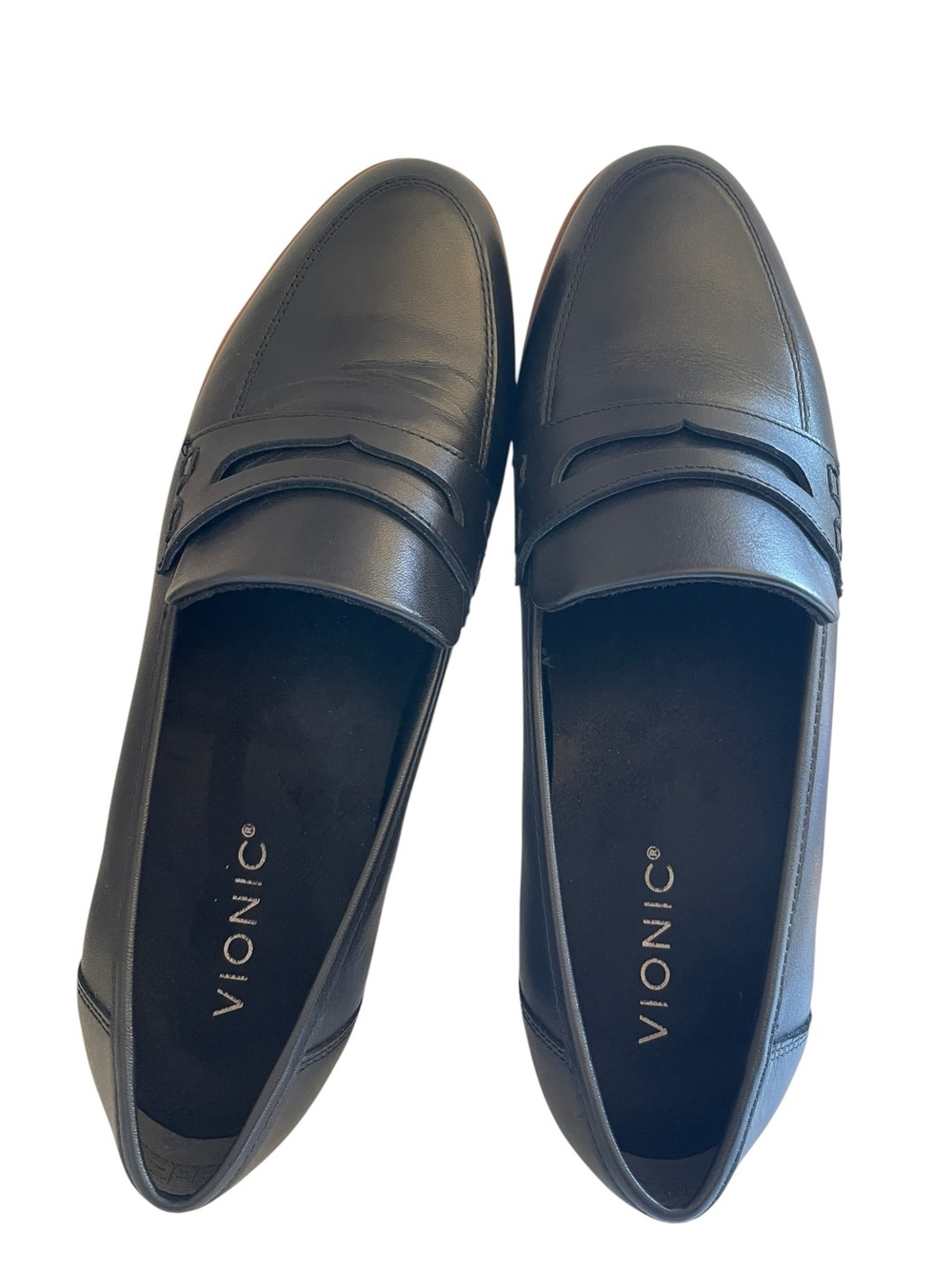 Vionic Women's Cheryl II black penny nappa leather loafers Size 8 1/2 NEW